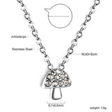 Mushroom Pendant with Diamond Necklace 43+5cm