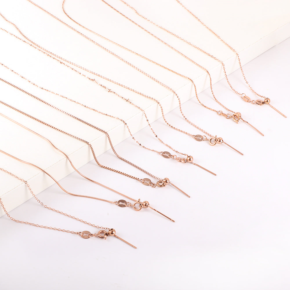 ASON 10pcs/bulk long necklace collar 1mm*45cm retractable joint clasp steel color & gold stainless steel necklace wholesale asonjewelry