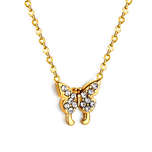 Butterfly Pendant Necklace with Diamonds 43+5cm