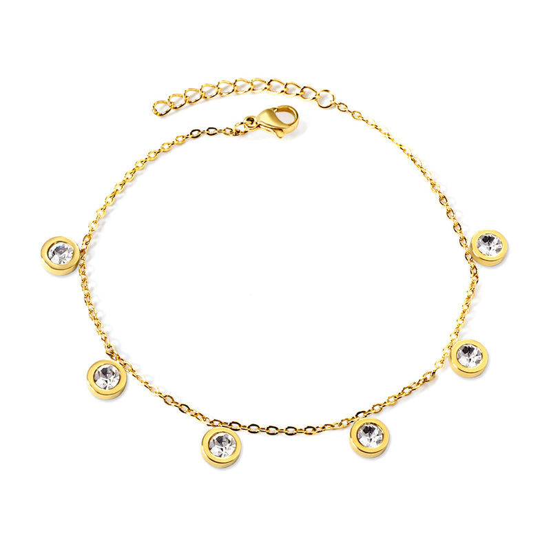 6 Cylindrical White Diamonds Bracelet 17+3cm