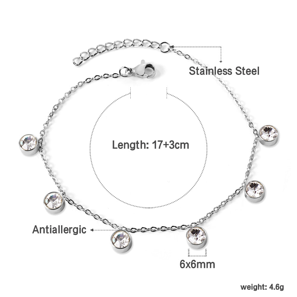 6 White Diamonds & Rose Diamonds Bracelet 17+3cm asonjewelry