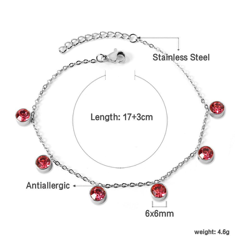 6 White Diamonds & Rose Diamonds Bracelet 17+3cm asonjewelry