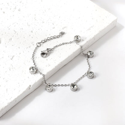 6 White Diamonds & Rose Diamonds Bracelet 17+3cm asonjewelry