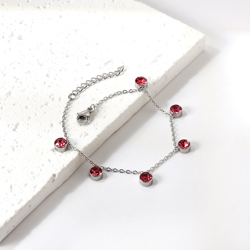 6 White Diamonds & Rose Diamonds Bracelet 17+3cm asonjewelry