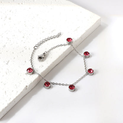 6 White Diamonds & Rose Diamonds Bracelet 17+3cm asonjewelry