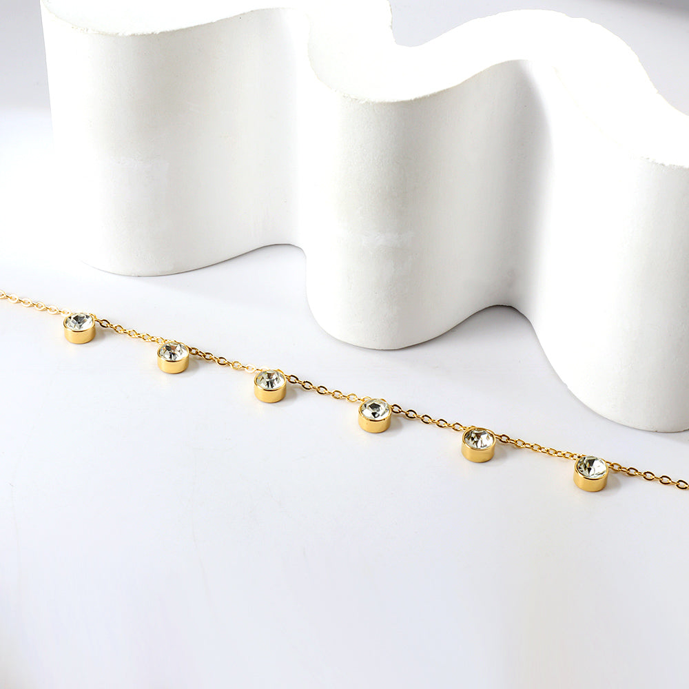 6 White Diamonds & Rose Diamonds Bracelet 17+3cm asonjewelry