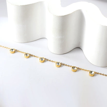 6 White Diamonds & Rose Diamonds Bracelet 17+3cm asonjewelry