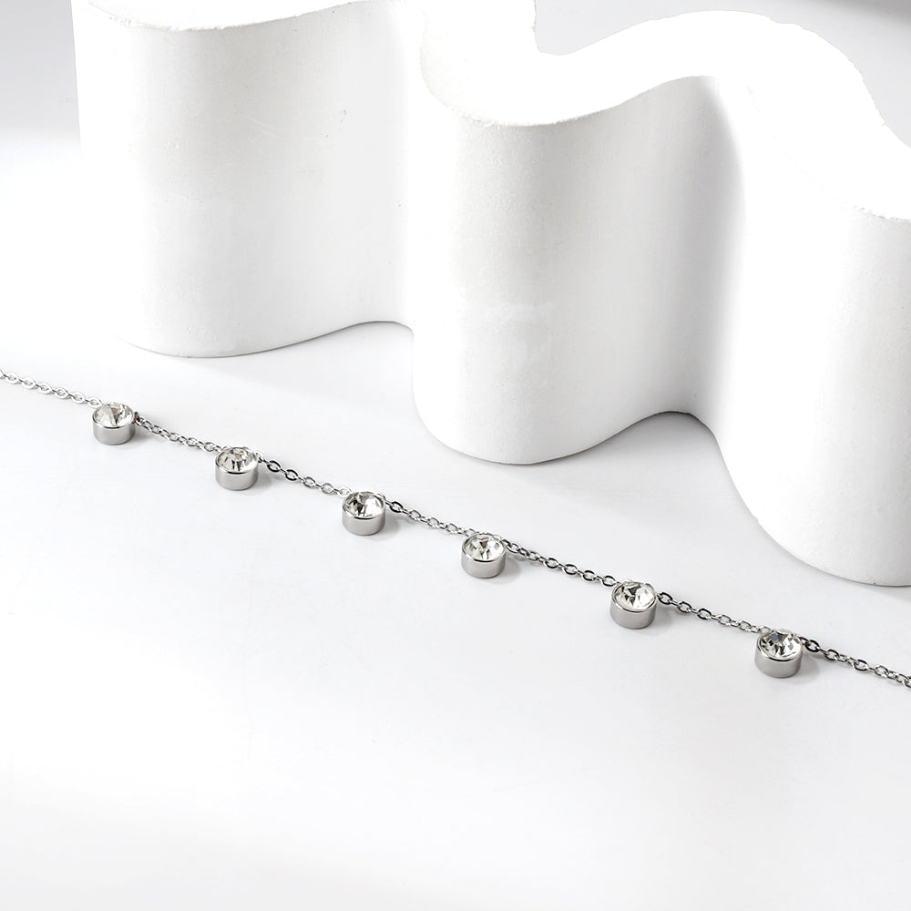 6 White Diamonds & Rose Diamonds Bracelet 17+3cm asonjewelry