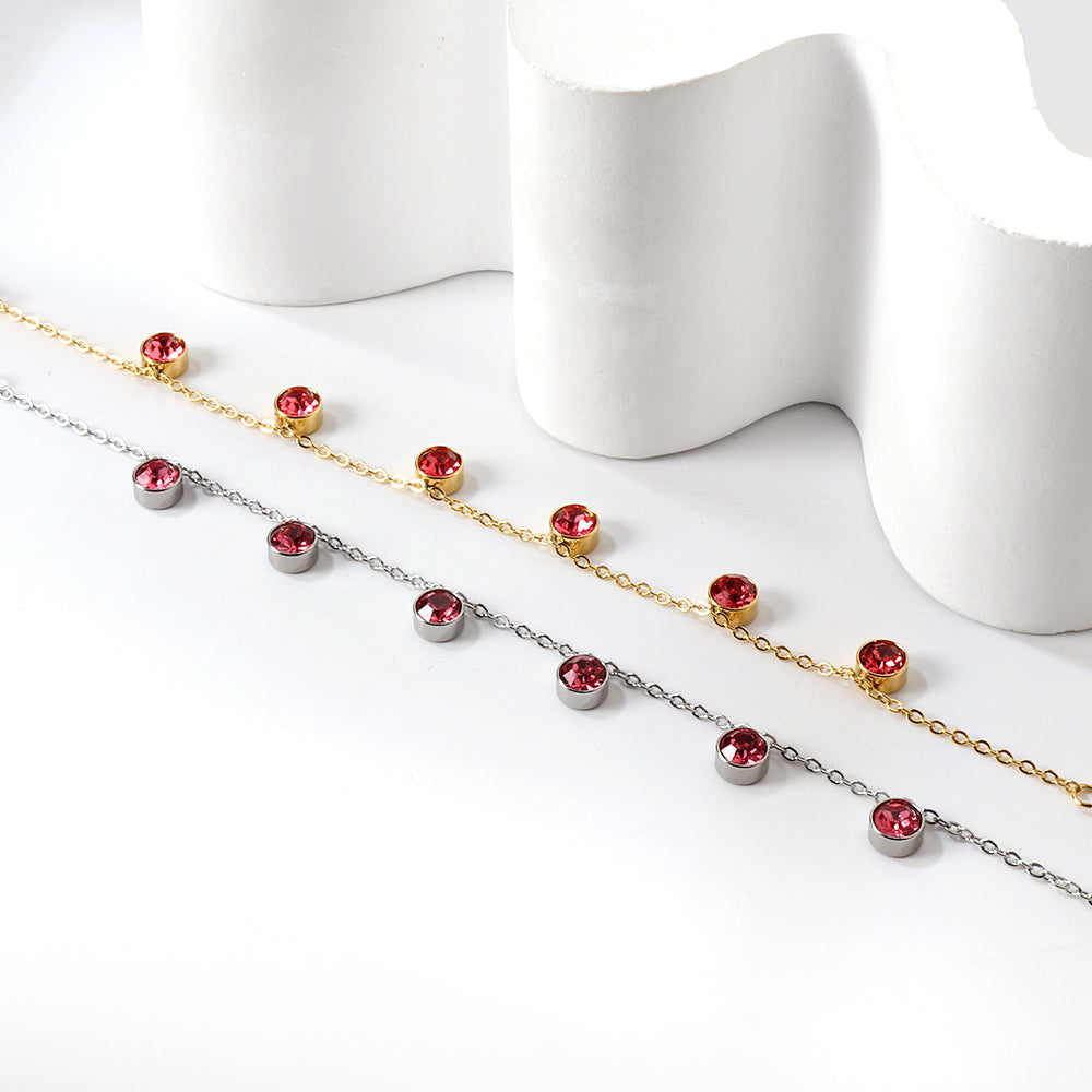 6 White Diamonds & Rose Diamonds Bracelet 17+3cm asonjewelry