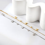 3 Butterflies + 2 Cylindrical White Diamonds Accessories Bracelet 17+3cm