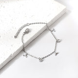 3 triple fan leaves + 2 cylindrical white diamonds accessories bracelet 17+3cm