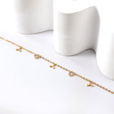 3 triple fan leaves + 2 cylindrical white diamonds accessories bracelet 17+3cm
