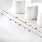 3 Cherries + 2 Cylindrical White Diamonds Accessories Bracelet 17+3cm Steel
