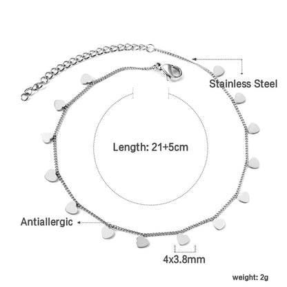 14 Heart Accessory Anklet 21+5cm Gold Color asonjewelry