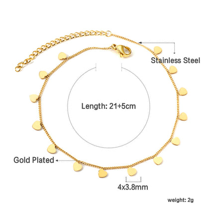 14 Heart Accessory Anklet 21+5cm Gold Color asonjewelry