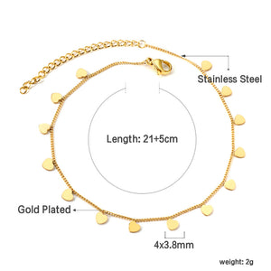 14 Heart Accessory Anklet 21+5cm Gold Color