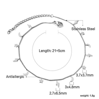 5 Lightning + 4 Stars + 4 Moons Accessories Anklet 21+5cm asonjewelry