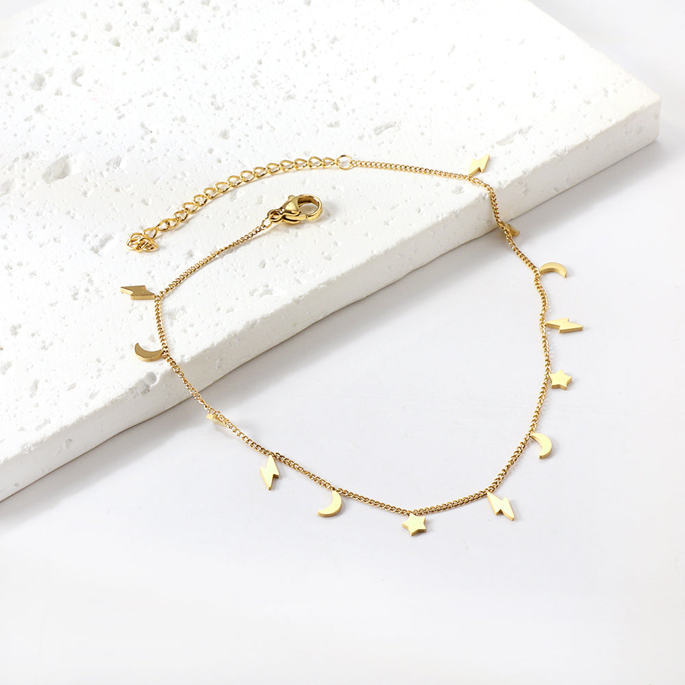 5 Lightning + 4 Stars + 4 Moons Accessories Anklet 21+5cm asonjewelry