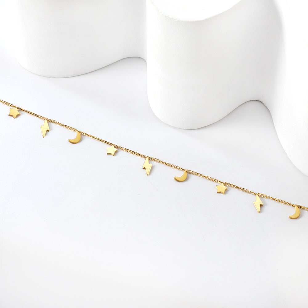 5 Lightning + 4 Stars + 4 Moons Accessories Anklet 21+5cm asonjewelry