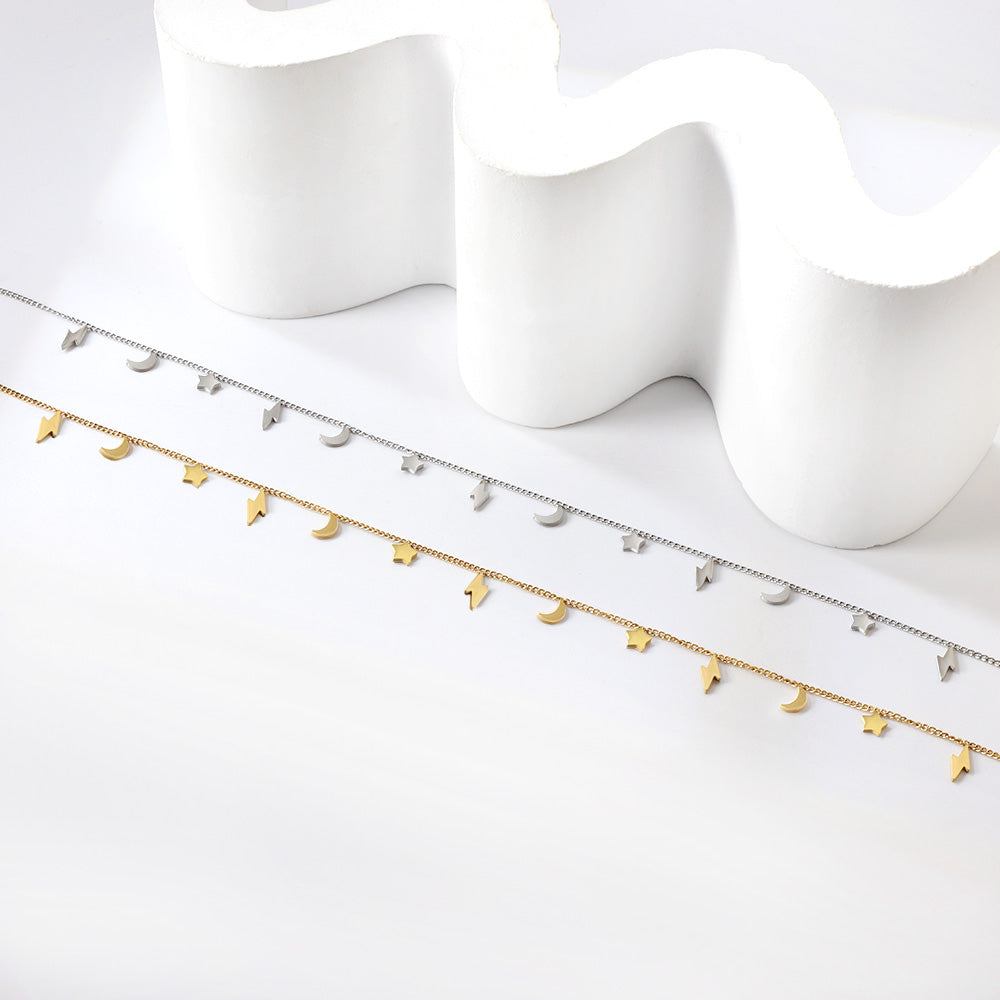 5 Lightning + 4 Stars + 4 Moons Accessories Anklet 21+5cm asonjewelry