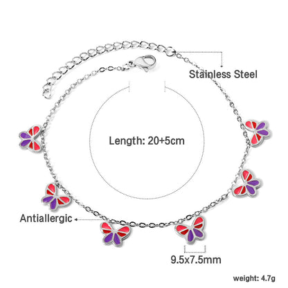 6 Mixed Color Butterfly Accessory Anklets 20+5cm Gold Steel asonjewelry