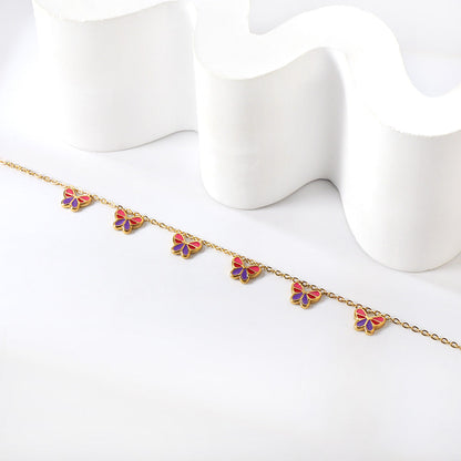 6 Mixed Color Butterfly Accessory Anklets 20+5cm Gold Steel asonjewelry