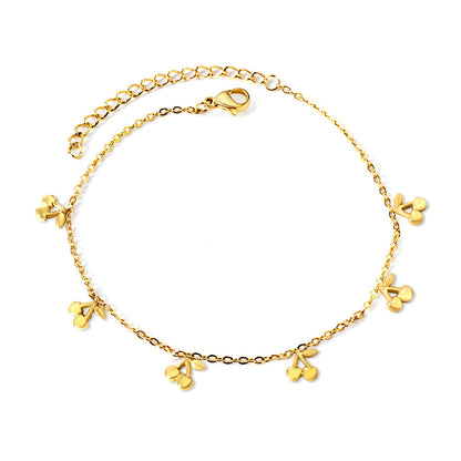 6 Cherry Accessory Anklets 20+5cm Steel Golden asonjewelry