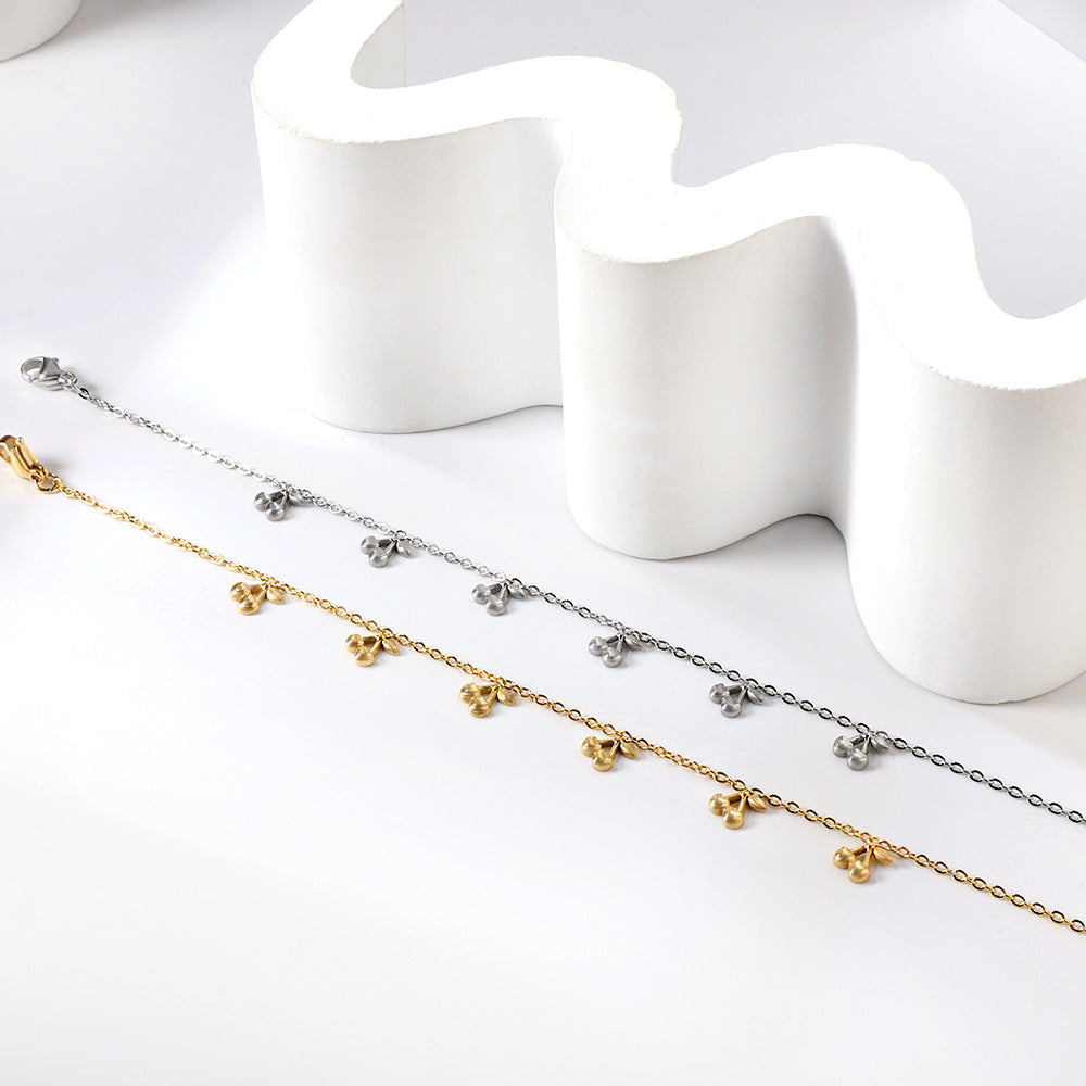 6 Cherry Accessory Anklets 20+5cm Steel Golden asonjewelry