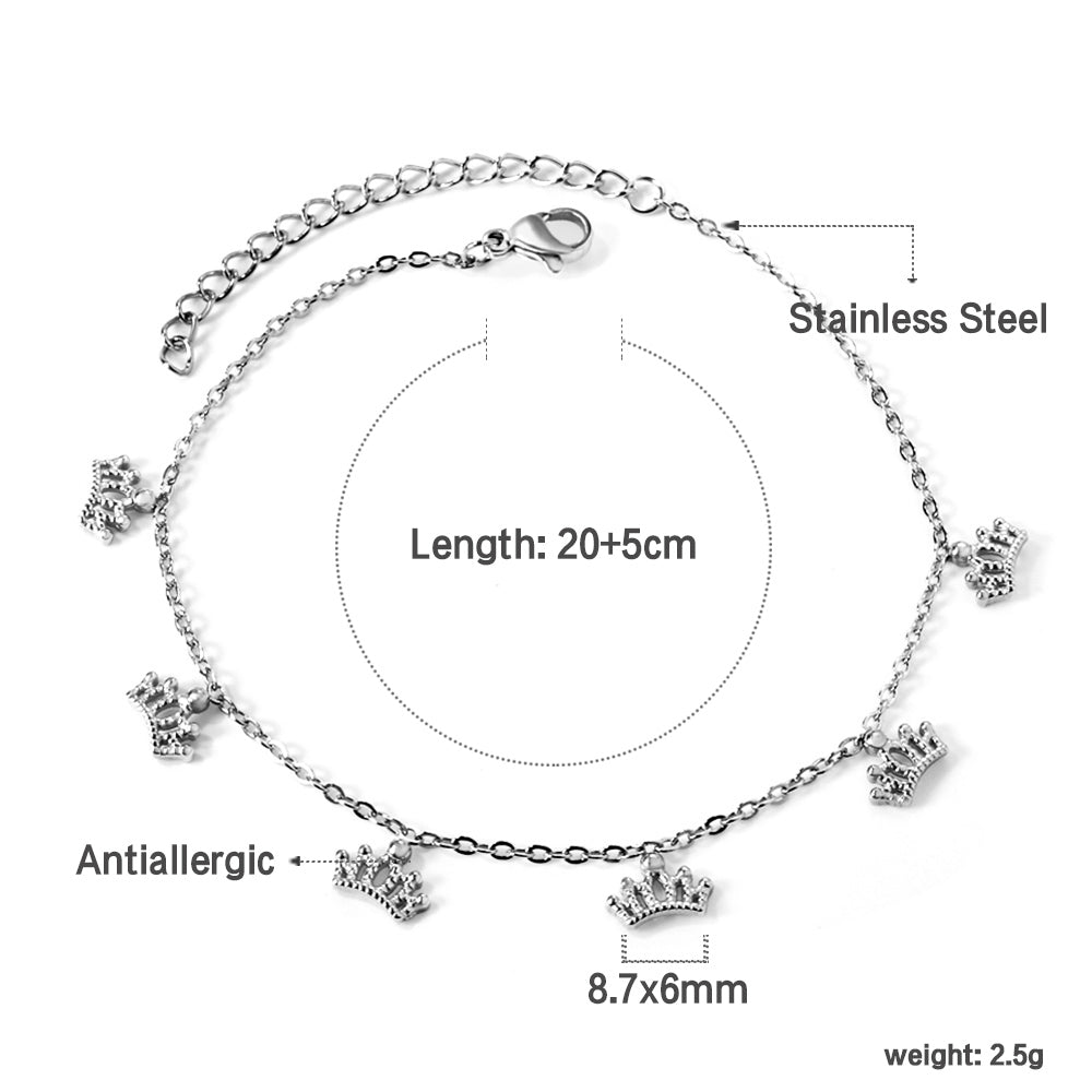 6 Crown Accessories Anklet 20+5cm asonjewelry
