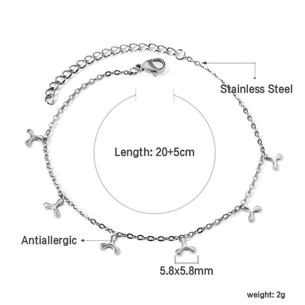 6 x Triple Fan Blade Accessory Anklet 20+5cm asonjewelry