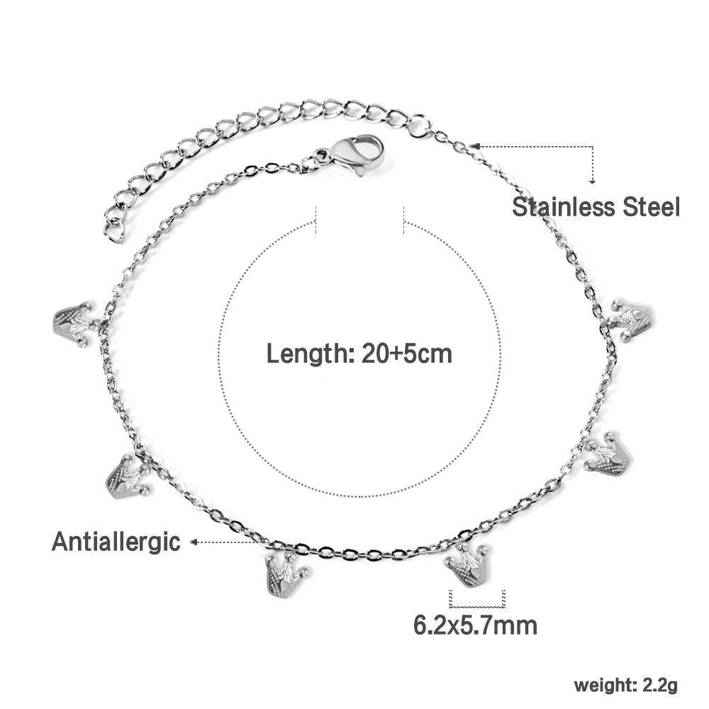 6 Small Crown Accessories Anklet 20+5cm asonjewelry