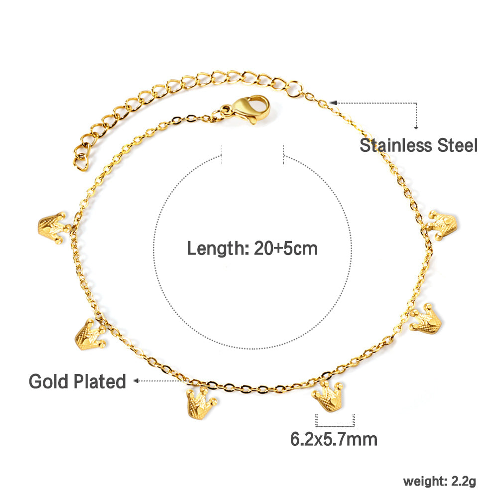 6 Small Crown Accessories Anklet 20+5cm asonjewelry