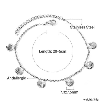 6 Shell Accessory Anklets 20+5cm Gold Steel asonjewelry