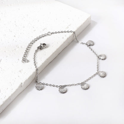 6 Shell Accessory Anklets 20+5cm Gold Steel asonjewelry