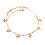 6 Mixed Color Dragonfly Accessories Anklet 20+5cm Gold Steel