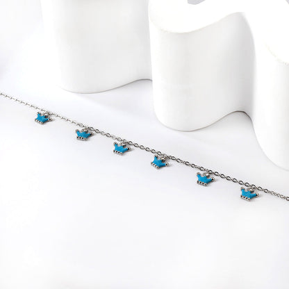 6 Blue Drip Crown Accessories Anklet 20+5cm Steel Golden asonjewelry