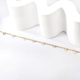 9 white & purple & pink & mixed diamonds anklet 20+5cm steel color gold color