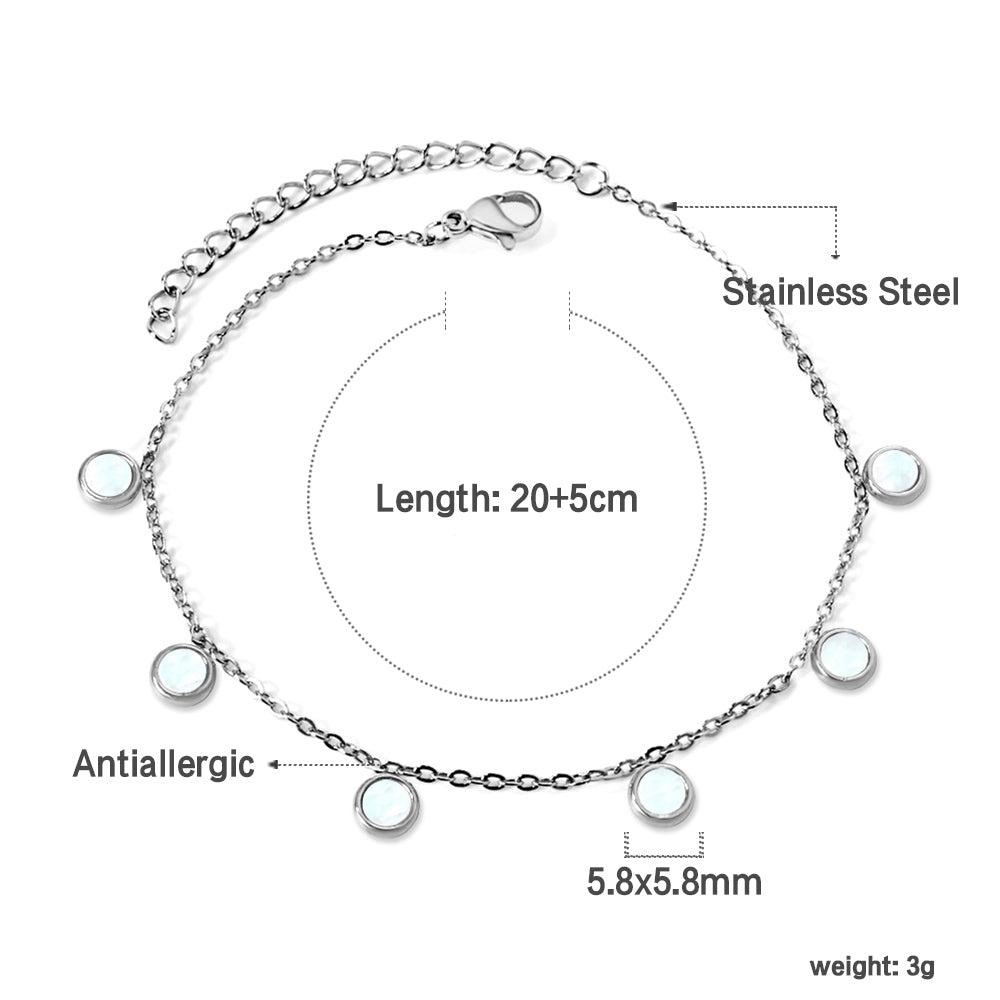 6 Round Cake White Shell Accessories Anklet 20+5cm asonjewelry