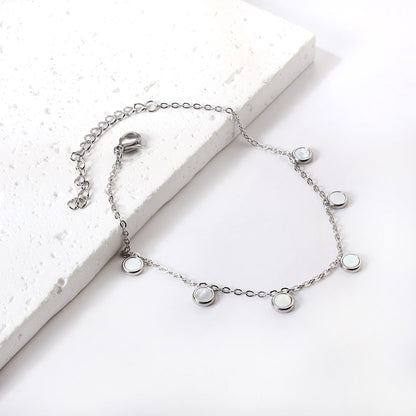 6 Round Cake White Shell Accessories Anklet 20+5cm asonjewelry