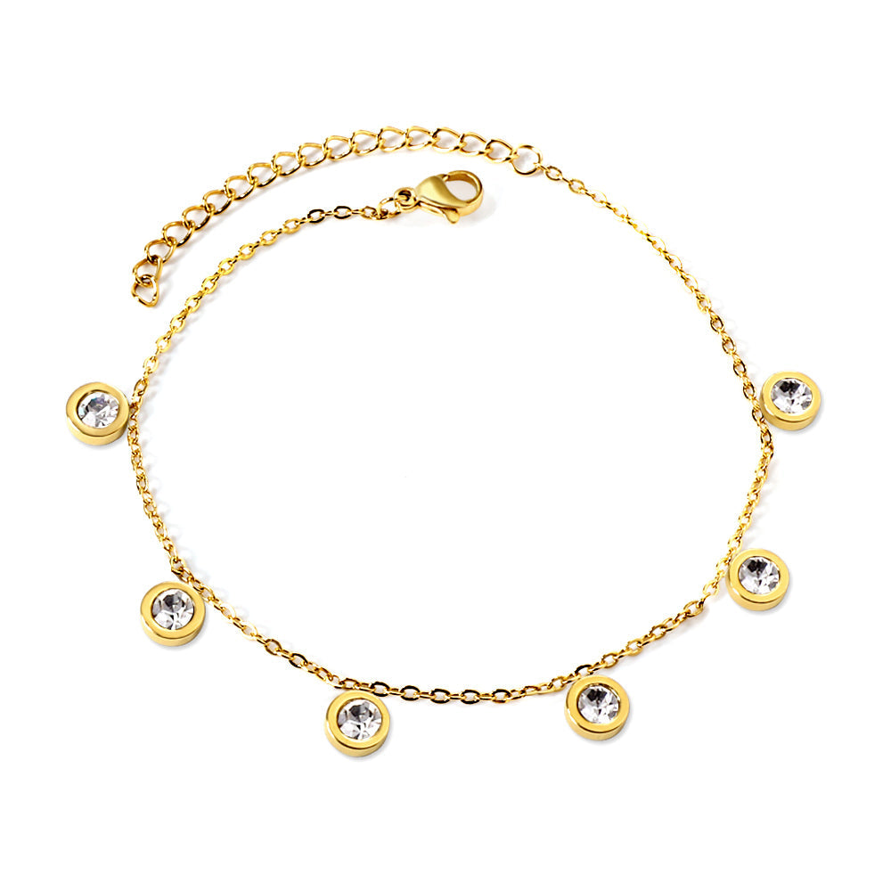 6 Cylinders with White Diamonds Accessories Anklet 20+5cm asonjewelry