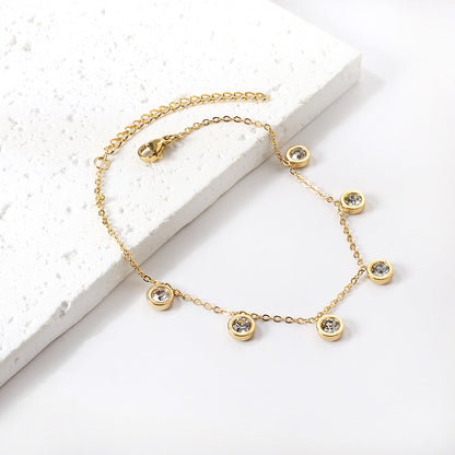 6 Cylinders with White Diamonds Accessories Anklet 20+5cm asonjewelry