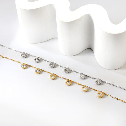 6 Cylinders with White Diamonds Accessories Anklet 20+5cm asonjewelry