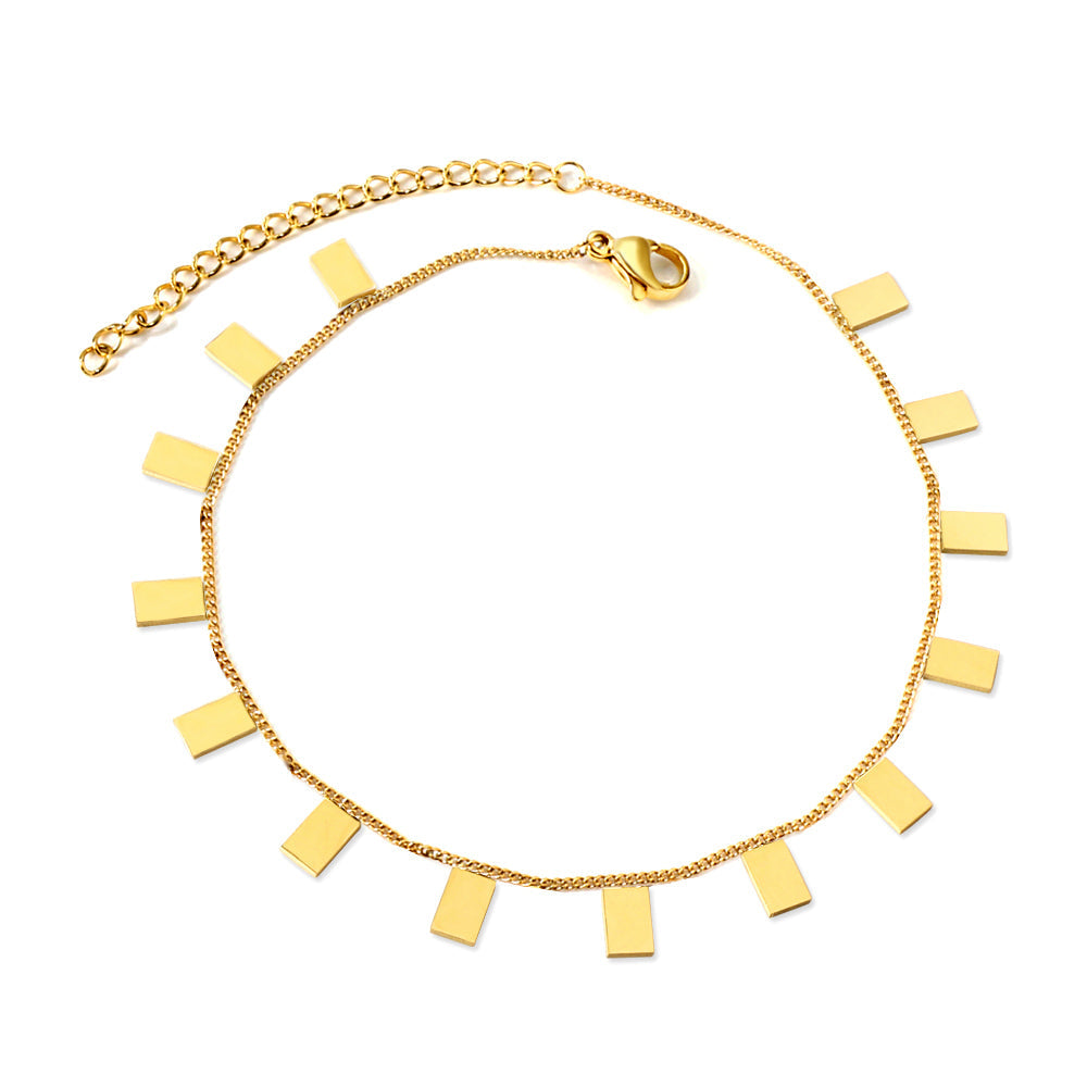 14 Rectangle Anklets 21+5cm Gold asonjewelry
