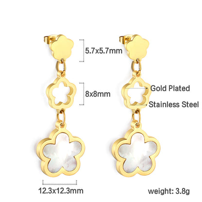 Peach Blossom + Hollow Peach Blossom + Peach Blossom Earrings with Shell Accessories asonjewelry