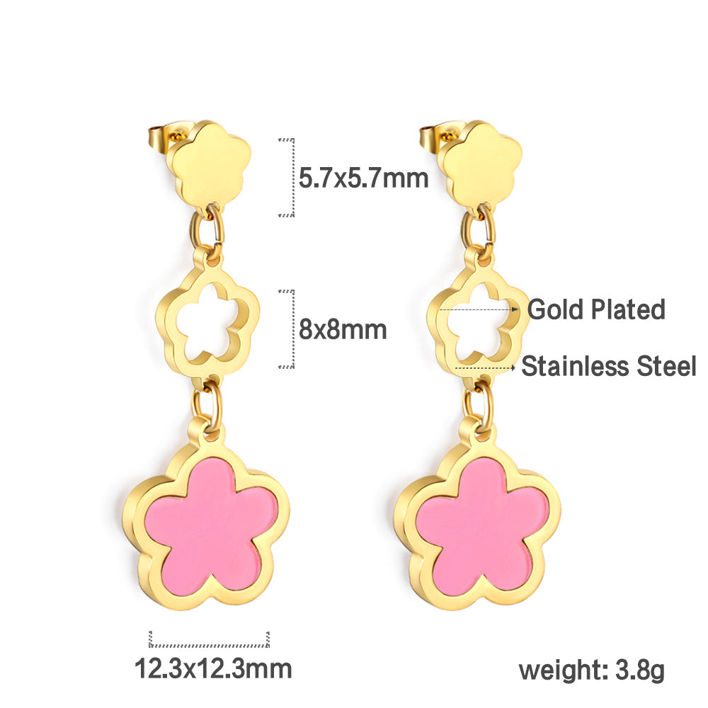 Peach Blossom + Hollow Peach Blossom + Peach Blossom Earrings with Shell Accessories asonjewelry