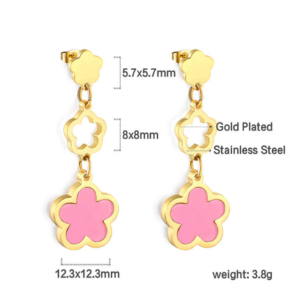 Peach Blossom + Hollow Peach Blossom + Peach Blossom Earrings with Shell Accessories asonjewelry