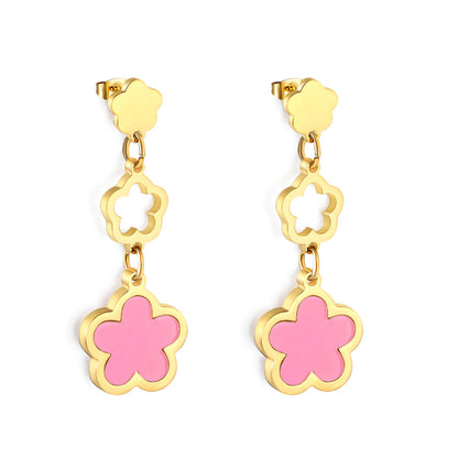 Peach Blossom + Hollow Peach Blossom + Peach Blossom Earrings with Shell Accessories asonjewelry