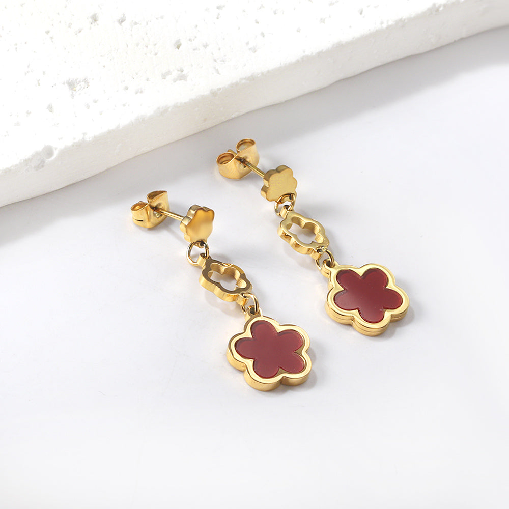 Peach Blossom + Hollow Peach Blossom + Peach Blossom Earrings with Shell Accessories asonjewelry