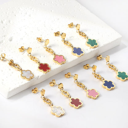 Peach Blossom + Hollow Peach Blossom + Peach Blossom Earrings with Shell Accessories asonjewelry