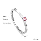 Simple plain ring with multi-color zirconia